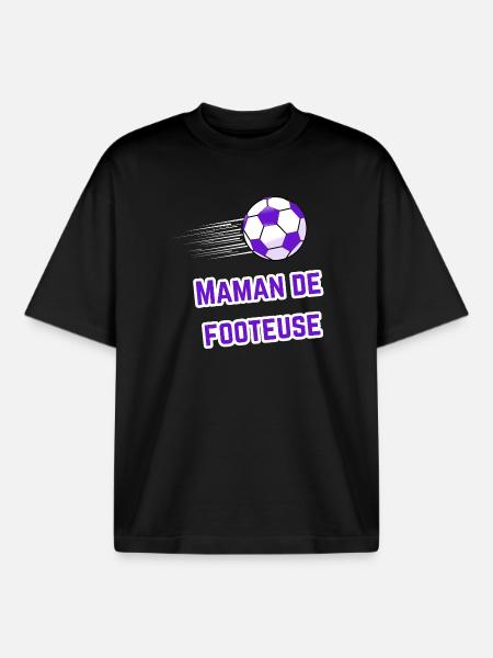 Tee-Shirt Maman Supporter Footeuse - T-shirt unisexe boxy épais biologique Stanley/Stella - noir