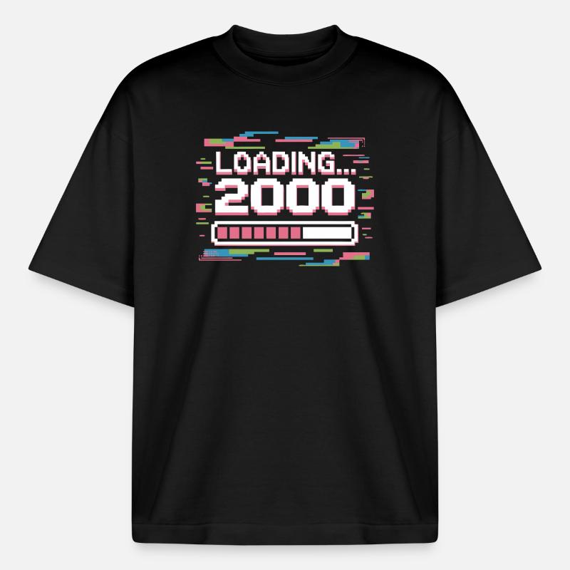 Pixel Retro Design Loading 2000 - Boxy Heavyweight Unisex Organic T-Shirt von Stanley/Stella - Schwarz