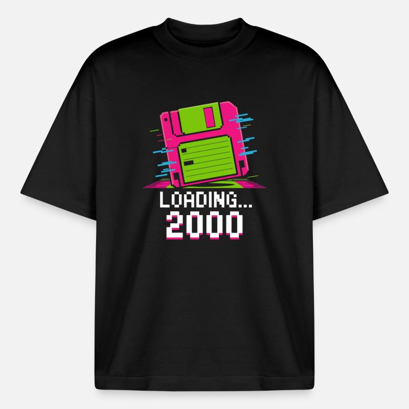 Loading 2000 Disketten-Design Retro Pixel Design - Boxy Heavyweight Unisex Organic T-Shirt von Stanley/Stella - Schwarz