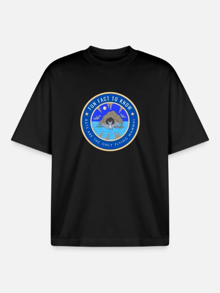 Bats are the only flying mammal - Boxy Heavyweight Unisex Organic T-Shirt by Stanley/Stella - black