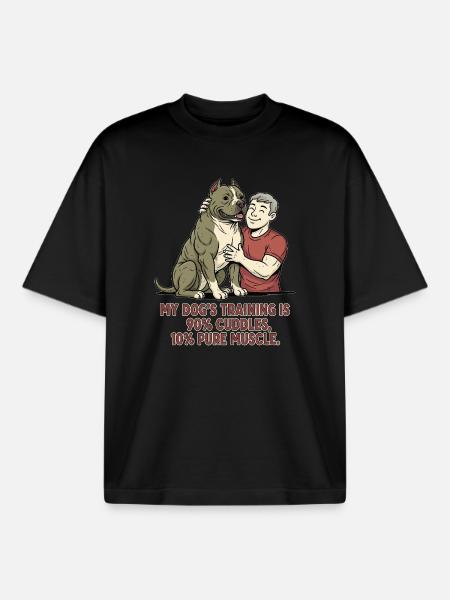 L’éducation de mon chien... - T-shirt unisexe boxy épais biologique Stanley/Stella - noir