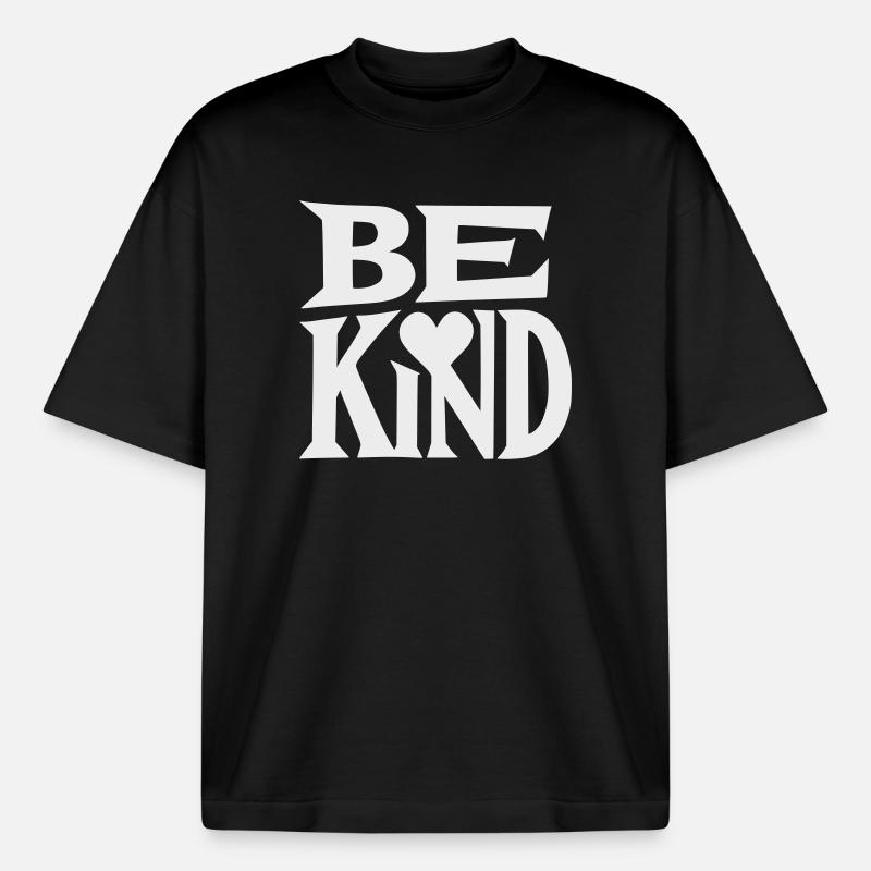 Be kind Slogan mit Herz - Boxy Heavyweight Unisex Organic T-Shirt von Stanley/Stella - Schwarz
