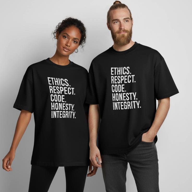 Éthique Respect Code Honnêteté Intégrité T-shirt unisexe boxy épais biologique Stanley/Stella
