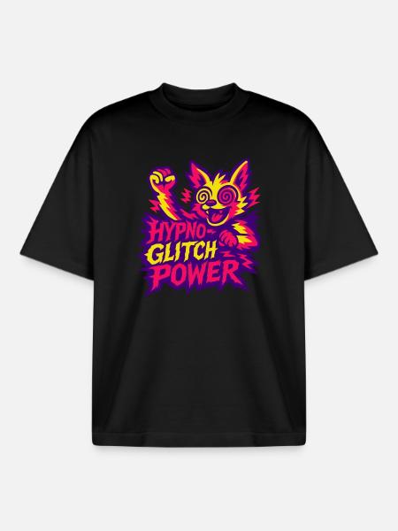 Hypno Glitch Power! - Boxy Heavyweight Unisex Organic T-Shirt by Stanley/Stella - black