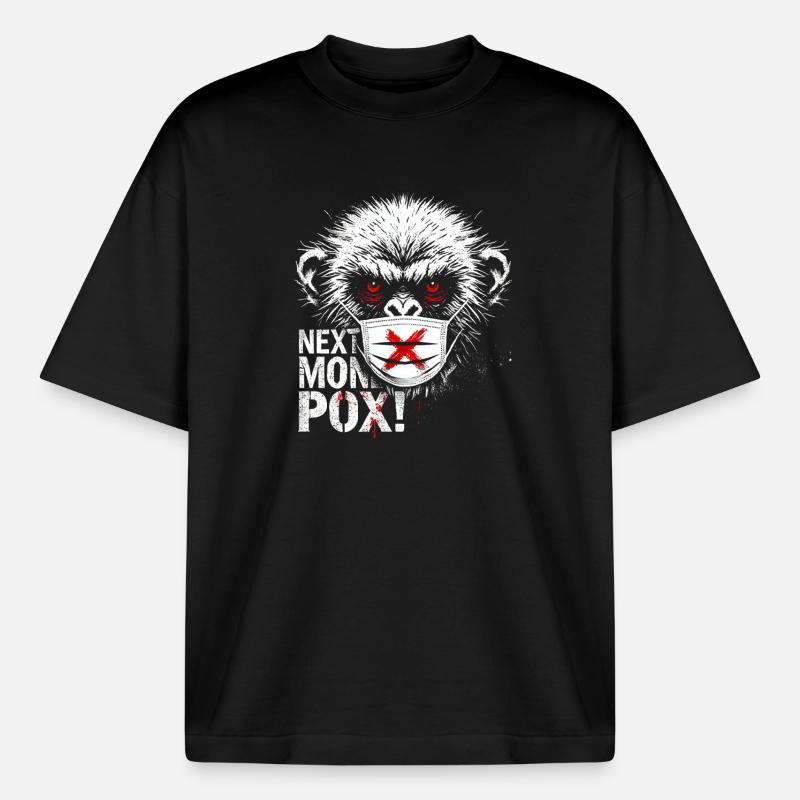 Protest Monkey Face Mask Artwork - Boxy Heavyweight Unisex Organic T-Shirt by Stanley/Stella - black