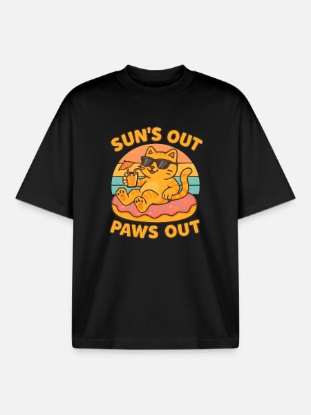 Sommer Katze - Boxy Heavyweight Unisex Organic T-Shirt von Stanley/Stella - Schwarz