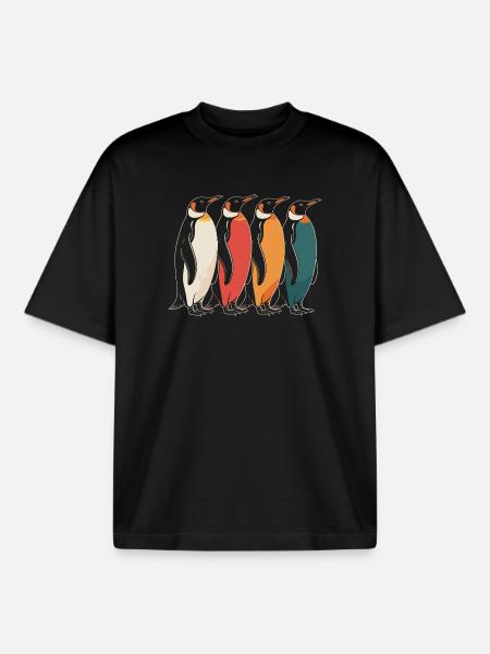Farbenfrohe Pinguine - Boxy Heavyweight Unisex Organic T-Shirt von Stanley/Stella - Schwarz