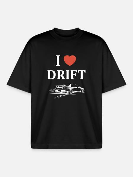 Design Drift Racing Car Passion - Boxy Heavyweight Unisex Organic T-Shirt by Stanley/Stella - black