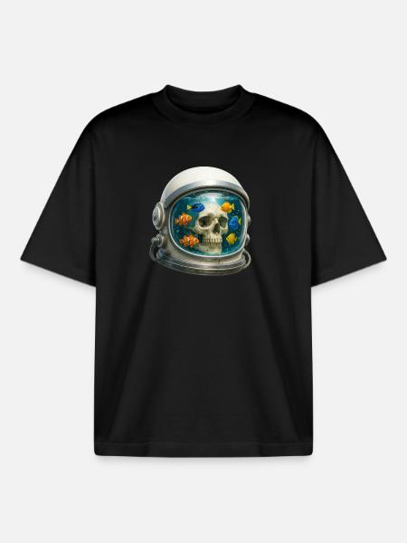 Astronautenhelm Aquarium Kunst mit Fischen - Boxy Heavyweight Unisex Organic T-Shirt von Stanley/Stella - Schwarz