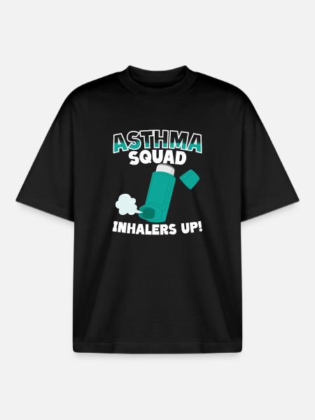 Asthma Squad Inhalers Up Asthmatics - Boxy Heavyweight Unisex Organic T-Shirt by Stanley/Stella - black