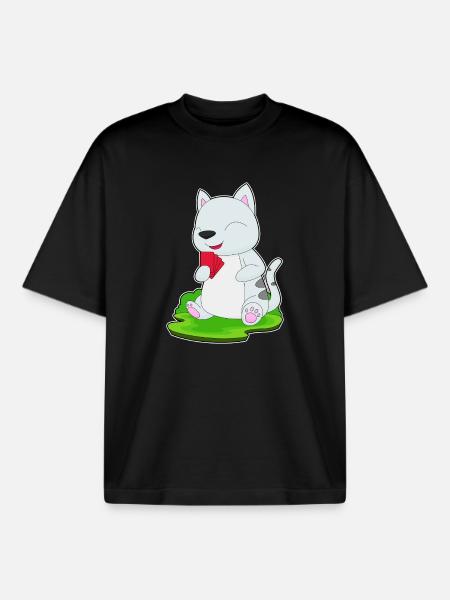 Katze Poker Pokerkarten - Boxy Heavyweight Unisex Organic T-Shirt von Stanley/Stella - Schwarz