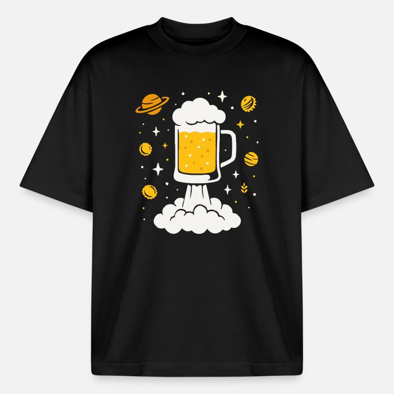 Bier-Rakete im All - Boxy Heavyweight Unisex Organic T-Shirt von Stanley/Stella - Schwarz