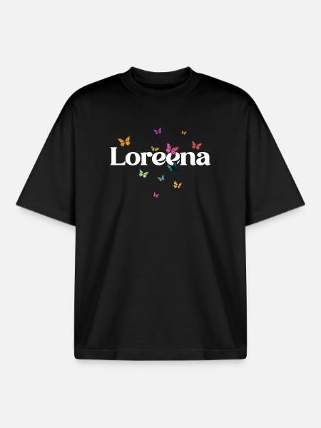 Schöner Mädchenname LOREENA mit Schmetterlingen  - Boxy Heavyweight Unisex Organic T-Shirt von Stanley/Stella - Schwarz