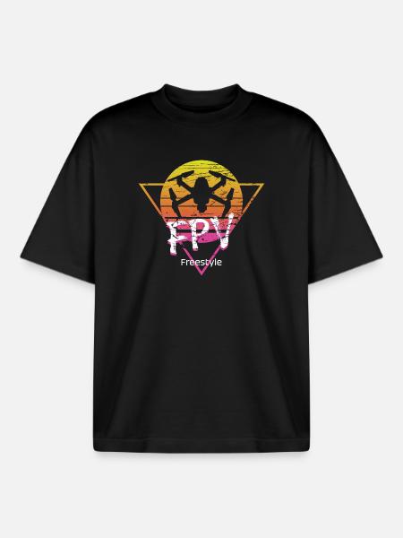 FPV freestyle drone - Boxy Heavyweight Unisex Organic T-Shirt by Stanley/Stella - black