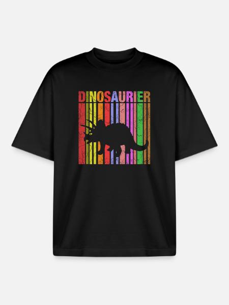 Dinosaurier Silhouette mit Farbdetails - Boxy Heavyweight Unisex Organic T-Shirt von Stanley/Stella - Schwarz