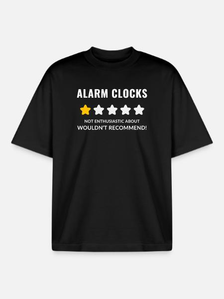 No Nonsense Alarm Clock Illustration - Boxy Heavyweight Unisex Organic T-Shirt by Stanley/Stella - black
