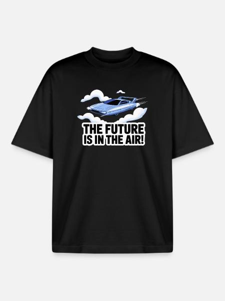Retro Futuristic Flying Car Design - Boxy Heavyweight Unisex Organic T-Shirt by Stanley/Stella - black