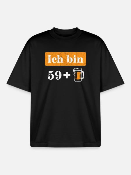 I'm 59 plus beer 60th birthday - Boxy Heavyweight Unisex Organic T-Shirt by Stanley/Stella - black