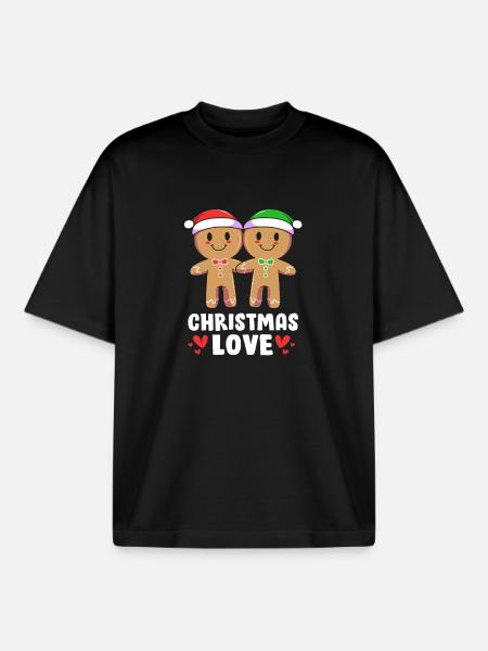 Gingerbread Man Christmas Gingerbread Lebkuchen - Boxy Heavyweight Unisex Organic T-Shirt by Stanley/Stella - black