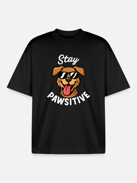Cool dog with sunglasses - Boxy Heavyweight Unisex Organic T-Shirt by Stanley/Stella - black
