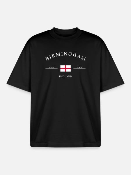 Birmingham England – Holiday Souvenir &amp; Gift - Boxy Heavyweight Unisex Organic T-Shirt by Stanley/Stella - black