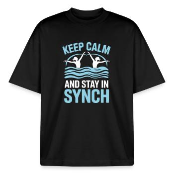 Synchronschwimmen Kunstschwimmen Wassersport - Boxy Heavyweight Unisex Organic T-Shirt von Stanley/Stella - Schwarz - Vorne - AI Model Male 185 light (185cm) & AI Model Female 172 dark (172cm)