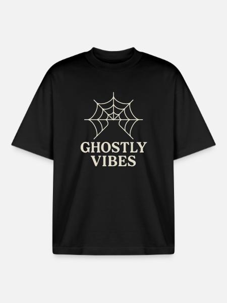 Spinnennetz Design mit Ghostly Vibes - Boxy Heavyweight Unisex Organic T-Shirt von Stanley/Stella - Schwarz