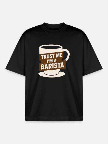 Barista Espresso Crew Coffee Slinger Latte - Boxy Heavyweight Unisex Organic T-Shirt by Stanley/Stella - black