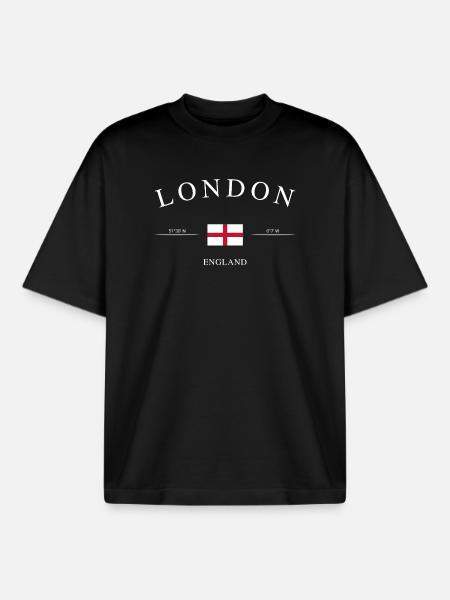 London England – Holiday Souvenir & Gift - Boxy Heavyweight Unisex Organic T-Shirt by Stanley/Stella - black