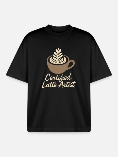 Barista Espresso Crew Coffee Slinger Latte - Boxy Heavyweight Unisex Organic T-Shirt by Stanley/Stella - black