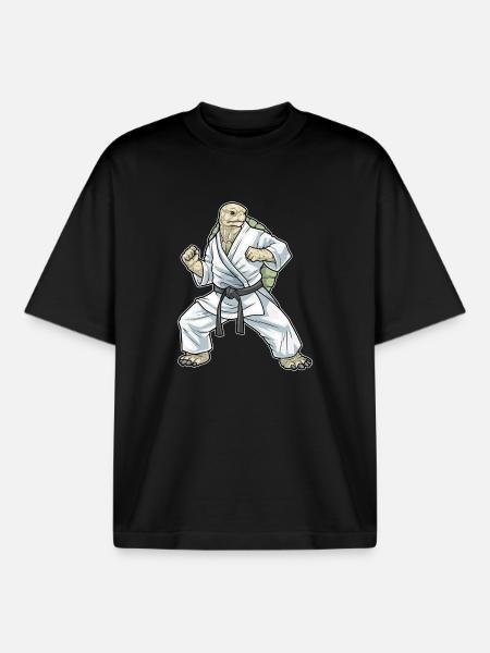 Turtle Karate Martial Arts - Boxy Heavyweight Unisex Organic T-Shirt by Stanley/Stella - black