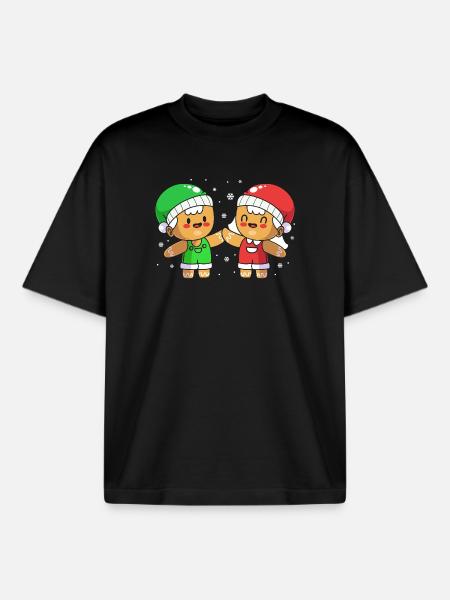 Christmas gingerbread gingerbread man - Boxy Heavyweight Unisex Organic T-Shirt by Stanley/Stella - black