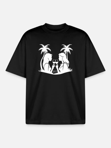 Women's Dinner Party Silhouette - Boxy Heavyweight Unisex Organic T-Shirt by Stanley/Stella - black