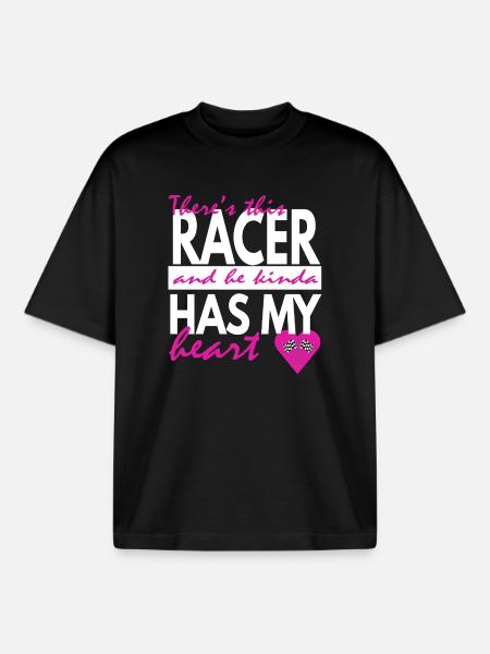 racer has my heart - Boxy Heavyweight Unisex Organic T-Shirt by Stanley/Stella - black