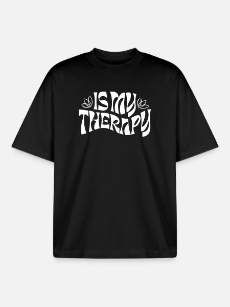 Is My Therapy – Déclaration rétro - T-shirt unisexe boxy épais biologique Stanley/Stella - noir