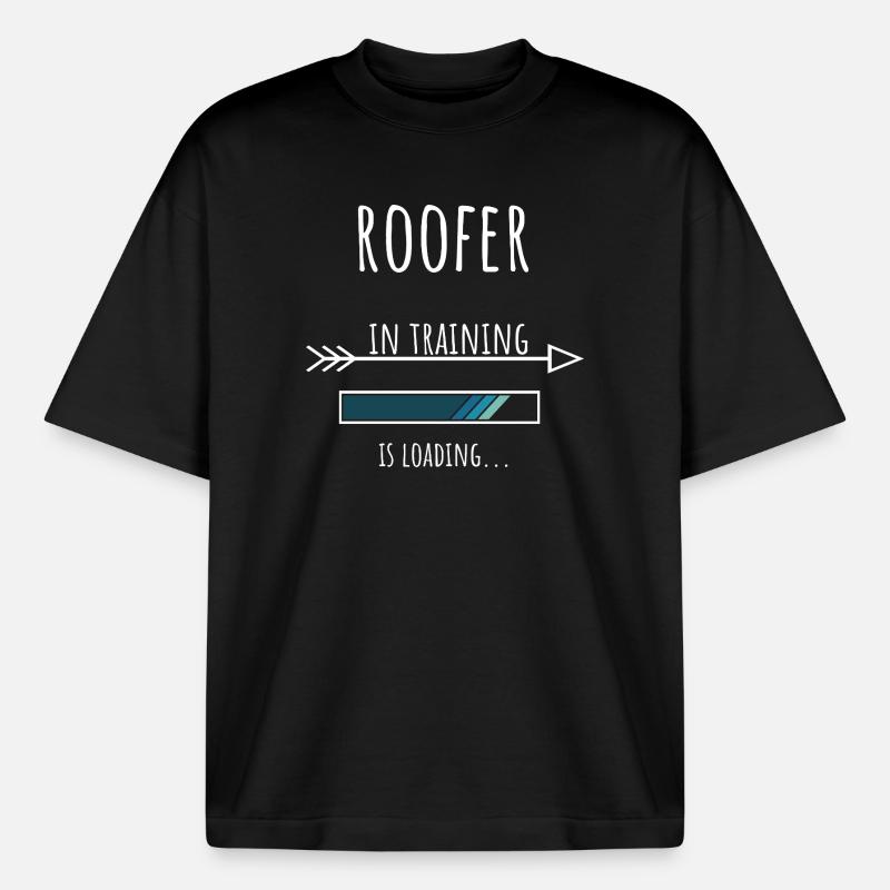 Roofer Gift Profession Training Roofer - Boxy Heavyweight Unisex Organic T-Shirt by Stanley/Stella - black