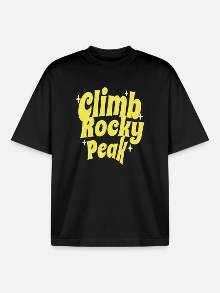 Climb Rocky Peak Motivationsdesign - Boxy Heavyweight Unisex Organic T-Shirt von Stanley/Stella - Schwarz