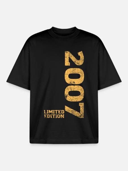 Limited Edition 2007 18th Birthday Gift - Boxy Heavyweight Unisex Organic T-Shirt by Stanley/Stella - black