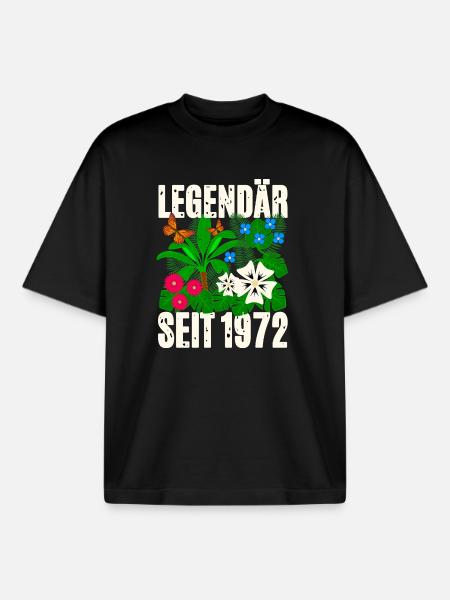 Legendary since 1972 Flowers - Boxy Heavyweight Unisex Organic T-Shirt by Stanley/Stella - black