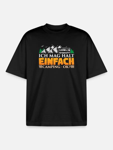 Camper Camping Caravan Saying - Boxy Heavyweight Unisex Organic T-Shirt by Stanley/Stella - black