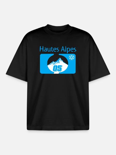 Mountains and Snowflakes Winter High Alps - Boxy Heavyweight Unisex Organic T-Shirt by Stanley/Stella - black