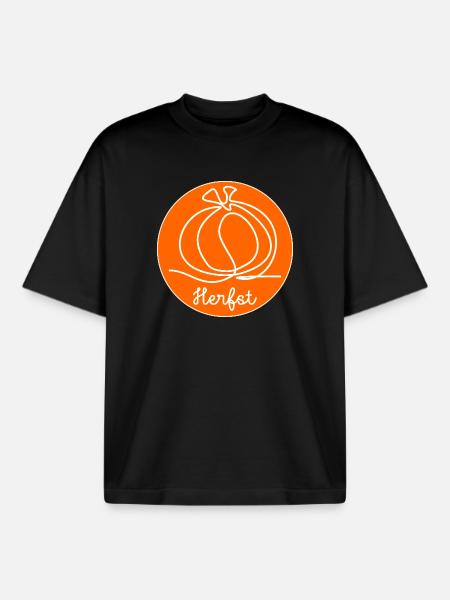 AUTUMN Pumpkin - Boxy Heavyweight Unisex Organic T-Shirt by Stanley/Stella - black