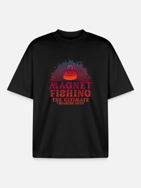 Neodymium Magnet Fishing Magnetic Fisher - Boxy Heavyweight Unisex Organic T-Shirt by Stanley/Stella - black