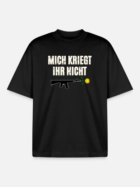 Protestdruck mit Waffe und Blume - Boxy Heavyweight Unisex Organic T-Shirt von Stanley/Stella - Schwarz