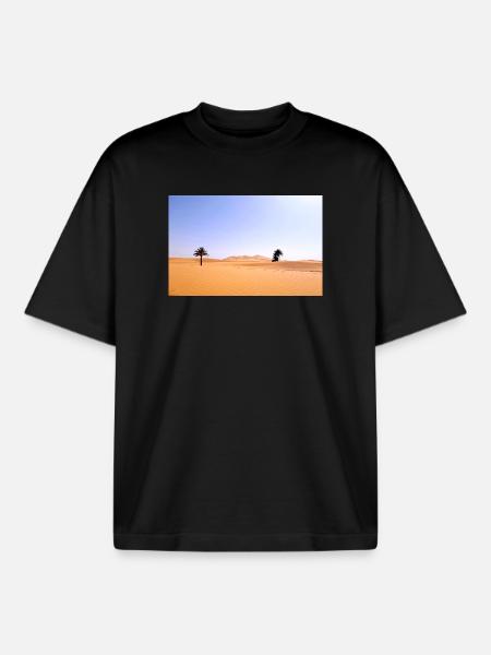 Solar Palms in Golden Desert - Boxy Heavyweight Unisex Organic T-Shirt by Stanley/Stella - black