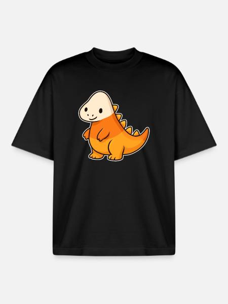 Playful dinosaur motif for children - Boxy Heavyweight Unisex Organic T-Shirt by Stanley/Stella - black