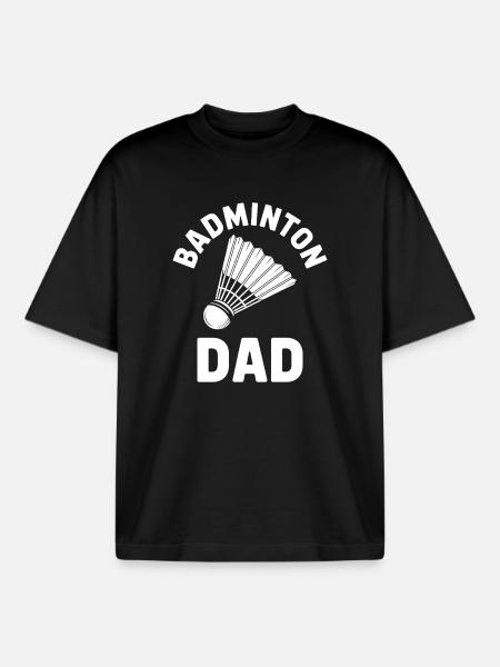 Badminton Saying Dad Funny Badminton Gift - Boxy Heavyweight Unisex Organic T-Shirt by Stanley/Stella - black