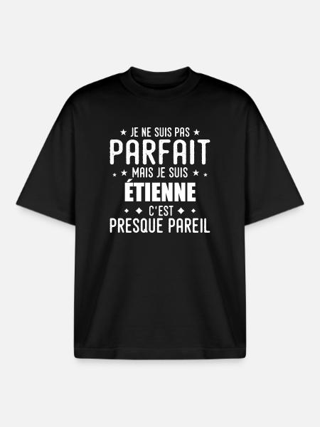 Etienne: authentic, imperfect, top, perfection - Boxy Heavyweight Unisex Organic T-Shirt by Stanley/Stella - black