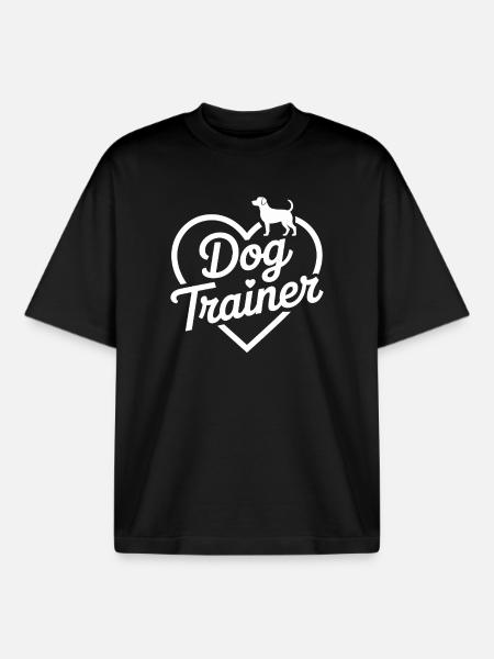 Dog Trainer Heart Design - Boxy Heavyweight Unisex Organic T-Shirt by Stanley/Stella - black