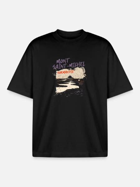 Mont Saint-Michel Normandy - Boxy Heavyweight Unisex Organic T-Shirt by Stanley/Stella - black